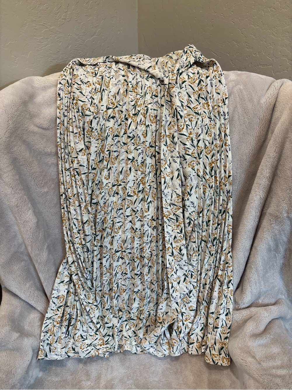 Skies Are Blue Cream Floral Maxi Skirt with Mustard Blooms
